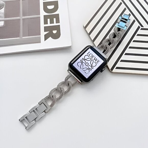 Apple Watch Band Strap Chain Silver Stainless Band For Apple Watch - Picture 3 of 4